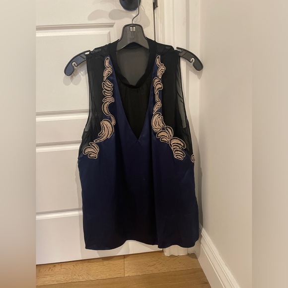 3.1 Phillip lim embroidered appliqué silk top size 4 - Picture 5 of 11